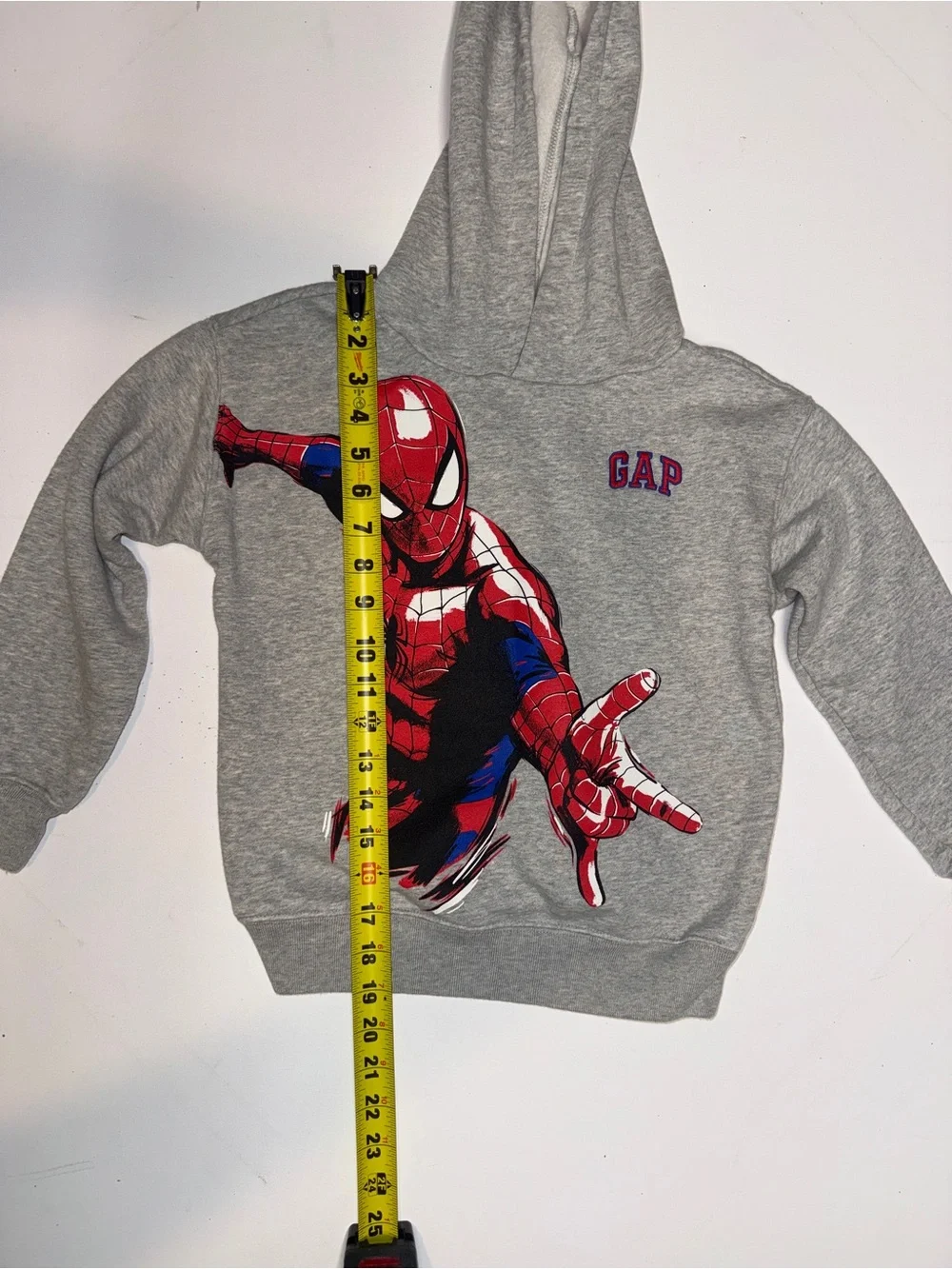 GAP Grey Hooded Sweatshirt with Red & Blue Spider-Man Graphic